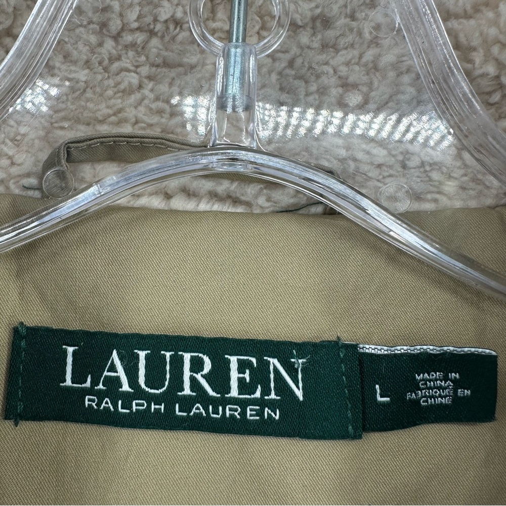 Lauren Ralph Lauren Waxed Field Jacket Faux Shearling Trim Utility equestrian - Picture 3 of 9